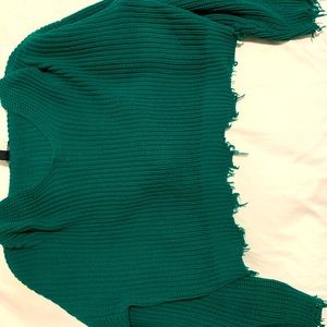 Cropped Ribbed knit oversized sweater